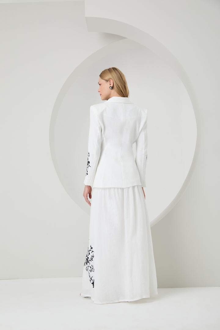 Embroidered Blazer+Long Skirt Set