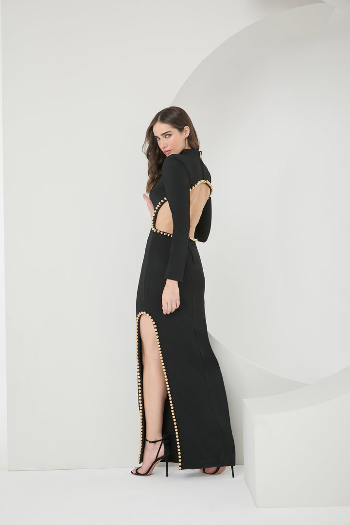 Long Slit Embroidered Dress