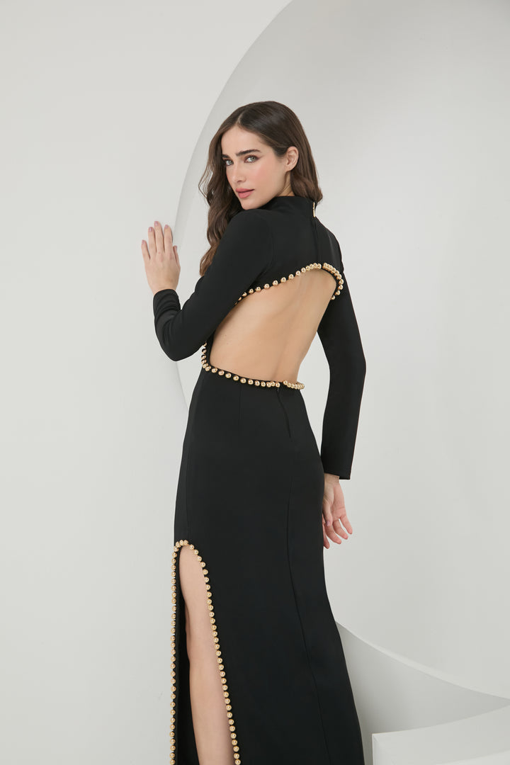 Long Slit Embroidered Dress