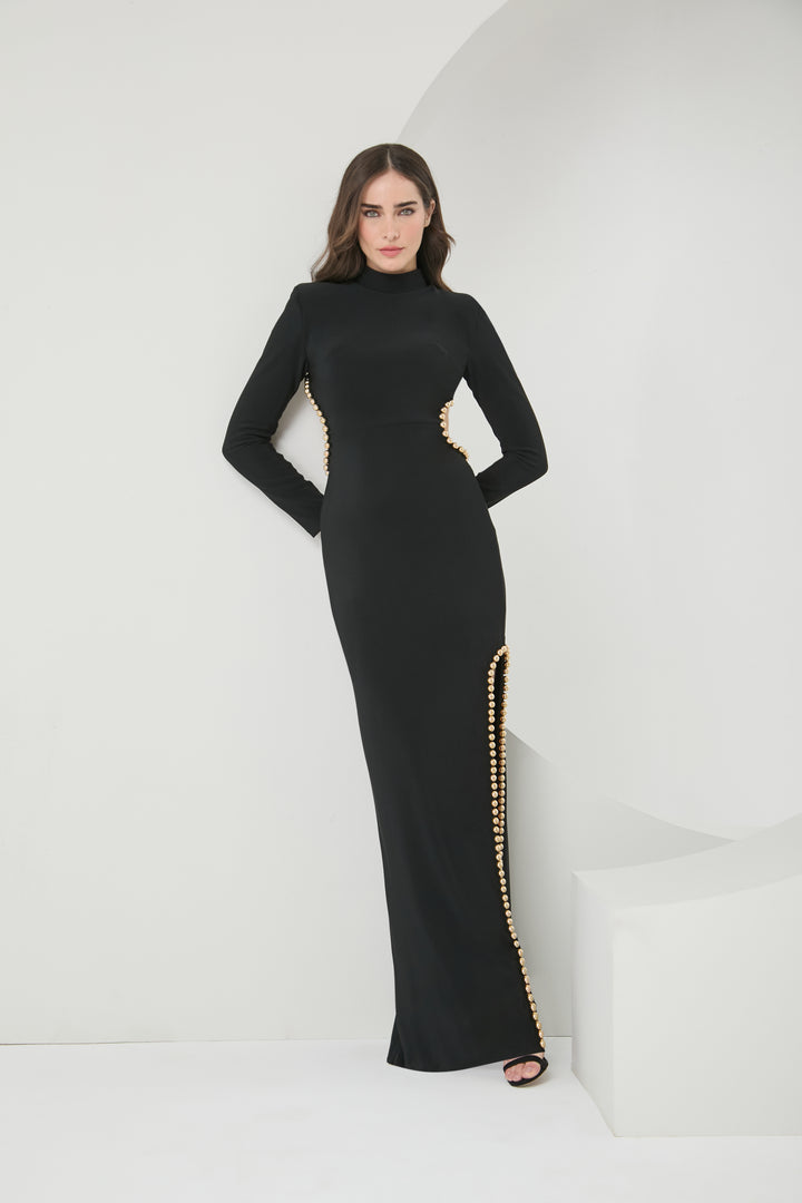 Long Slit Embroidered Dress