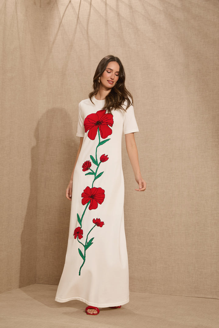 Long Flower Knit Dress