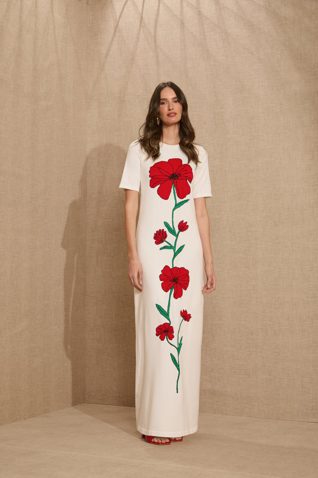 Long Flower Knit Dress
