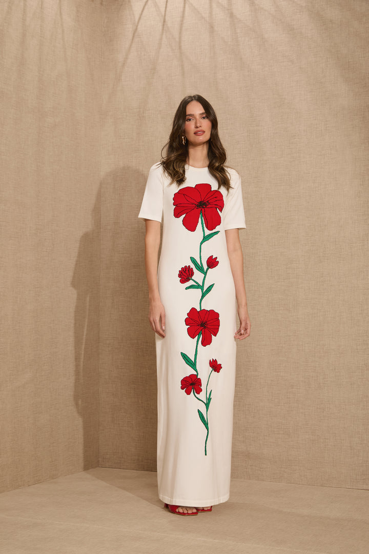 Long Flower Knit Dress