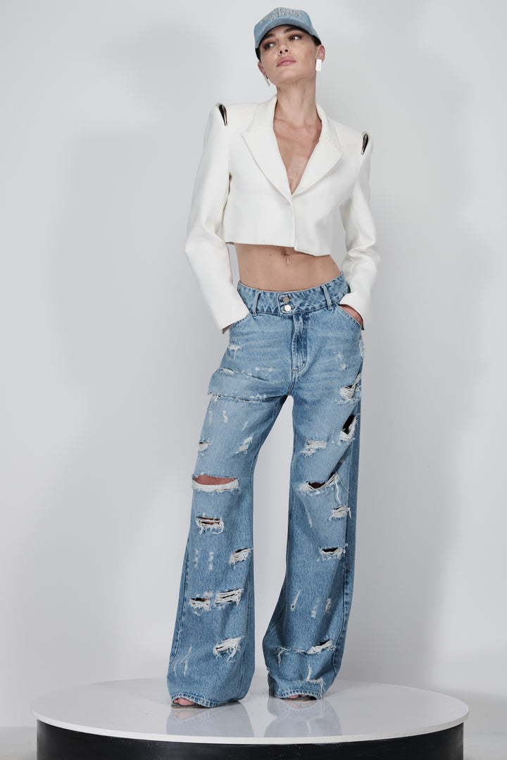 Ripped Wide Leg Jeans