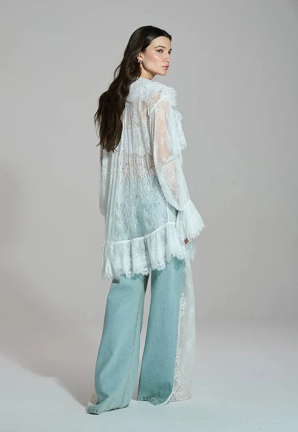 Calça Jeans Wide Leg Lace