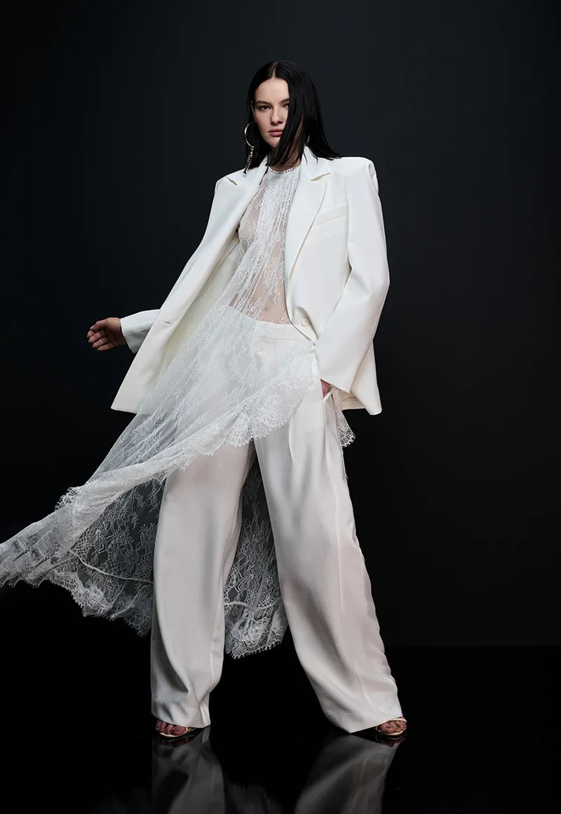 Asymmetric Lace Maxi Blouse