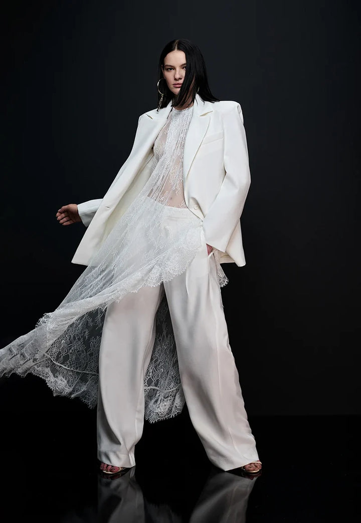 Asymmetric Lace Maxi Blouse
