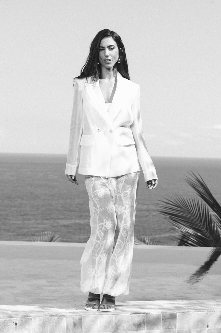 Organza Blazer + Embroidered Pants Set