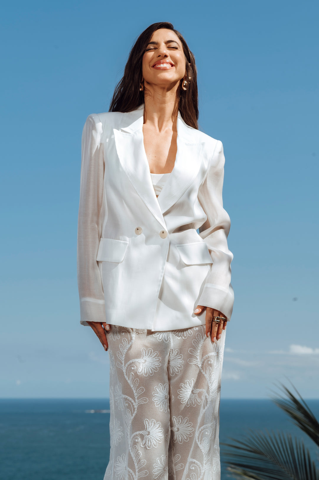 Organza Blazer + Embroidered Pants Set