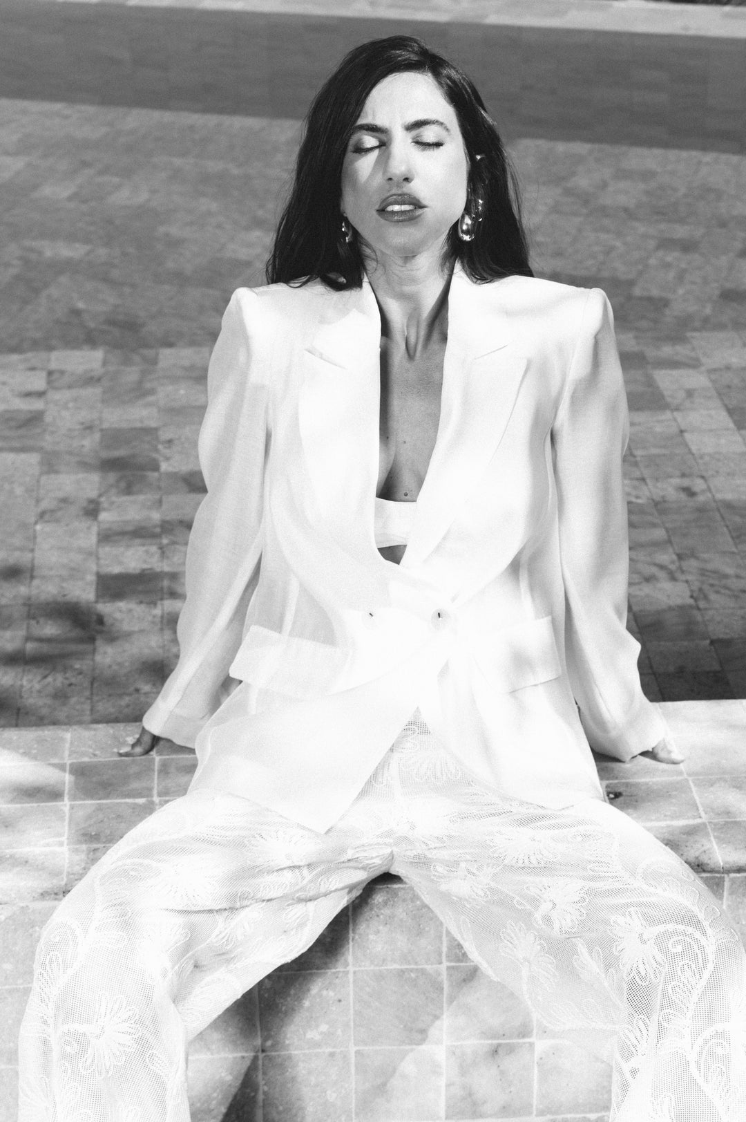 Organza Blazer + Embroidered Pants Set