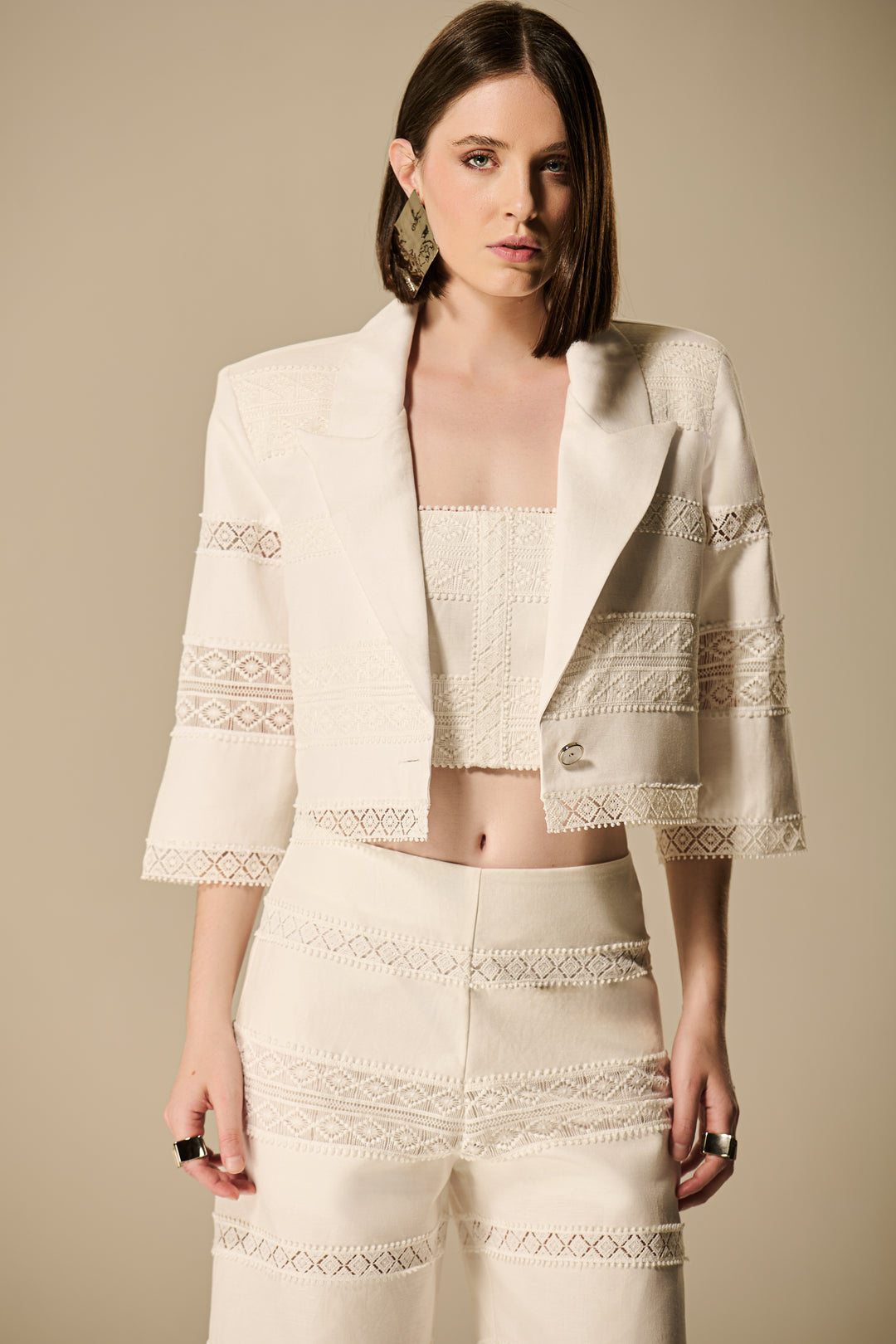 Cropped Blazer+Pants Set