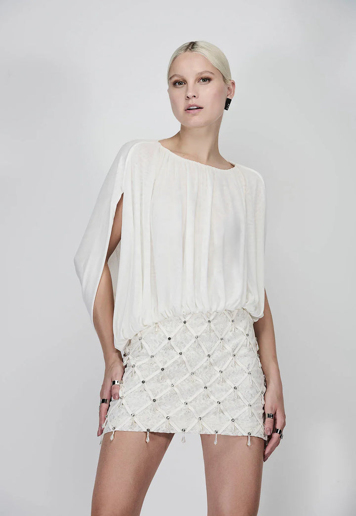 Draped Tulle Blouse