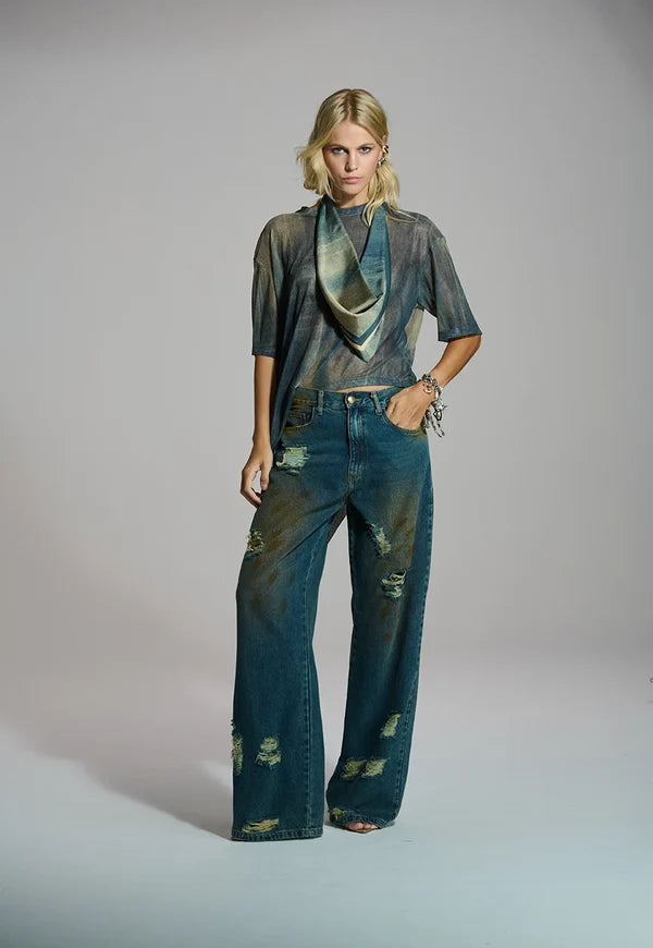 Blusa Tule Assimétrica Dirty