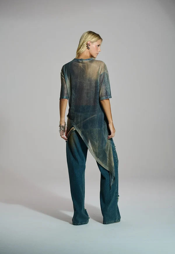 Blusa Tule Assimétrica Dirty