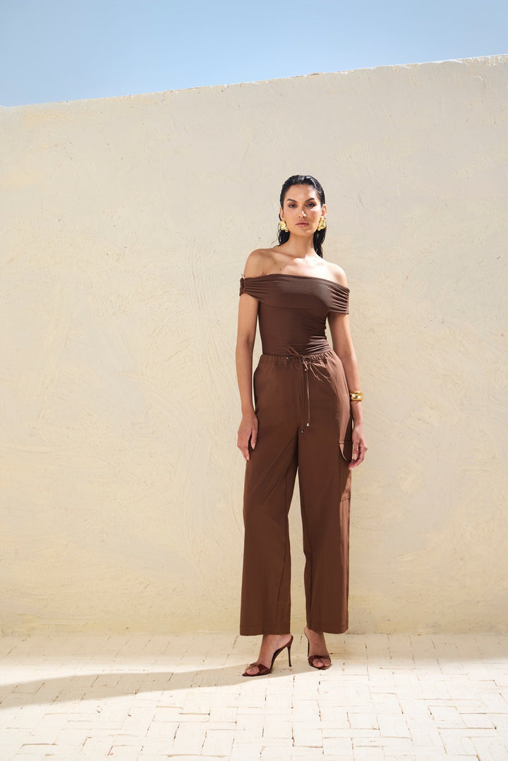Metal Off-the-Shoulder Blouse