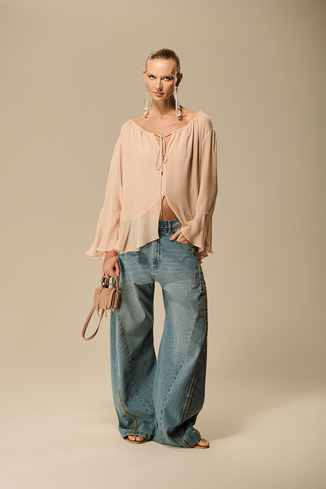 Calça Jeans Barrel Costura