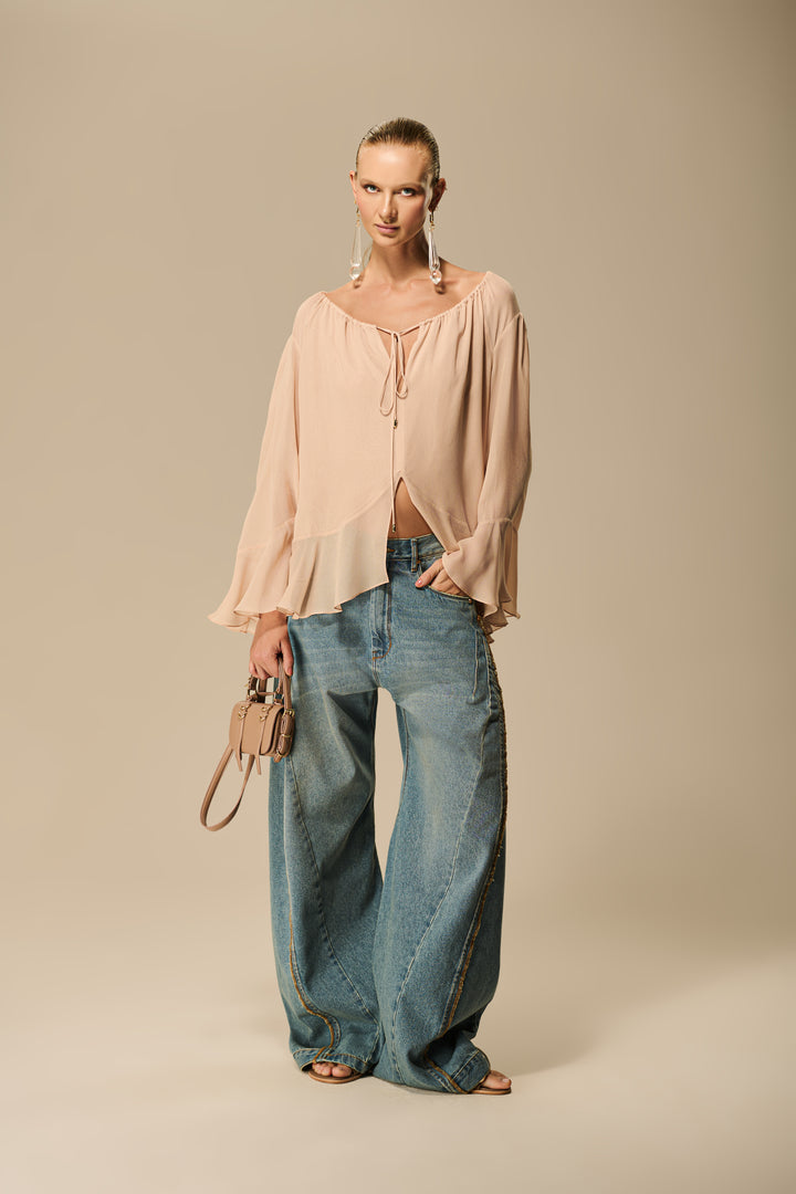 Calça Jeans Barrel Costura