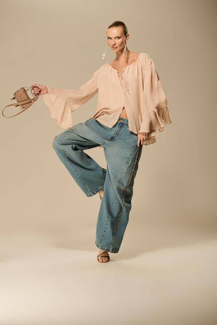 Calça Jeans Barrel Costura