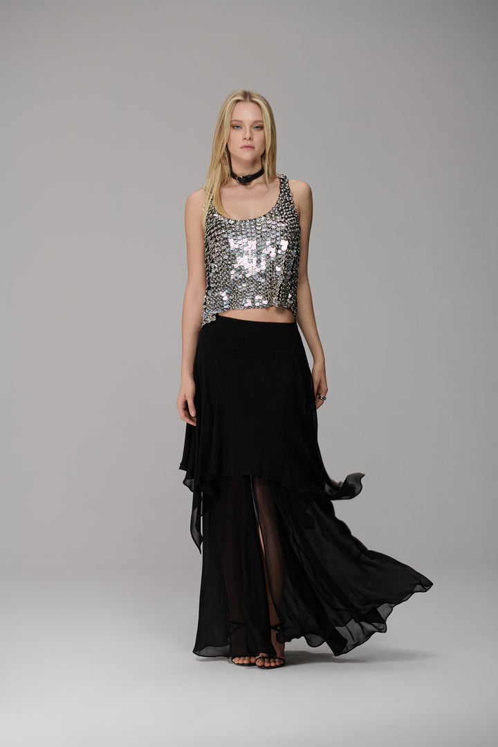 Tulle Blouse with Rings