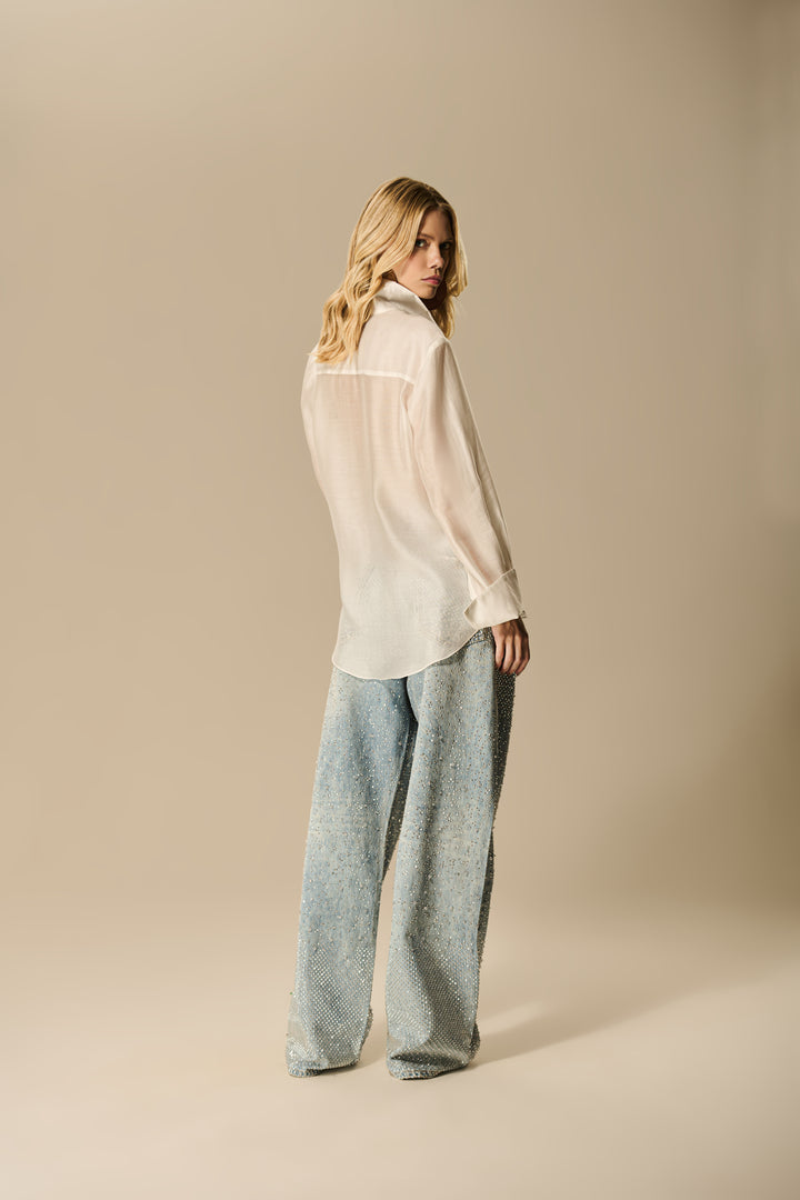 Calça Jeans Bordada Transfer