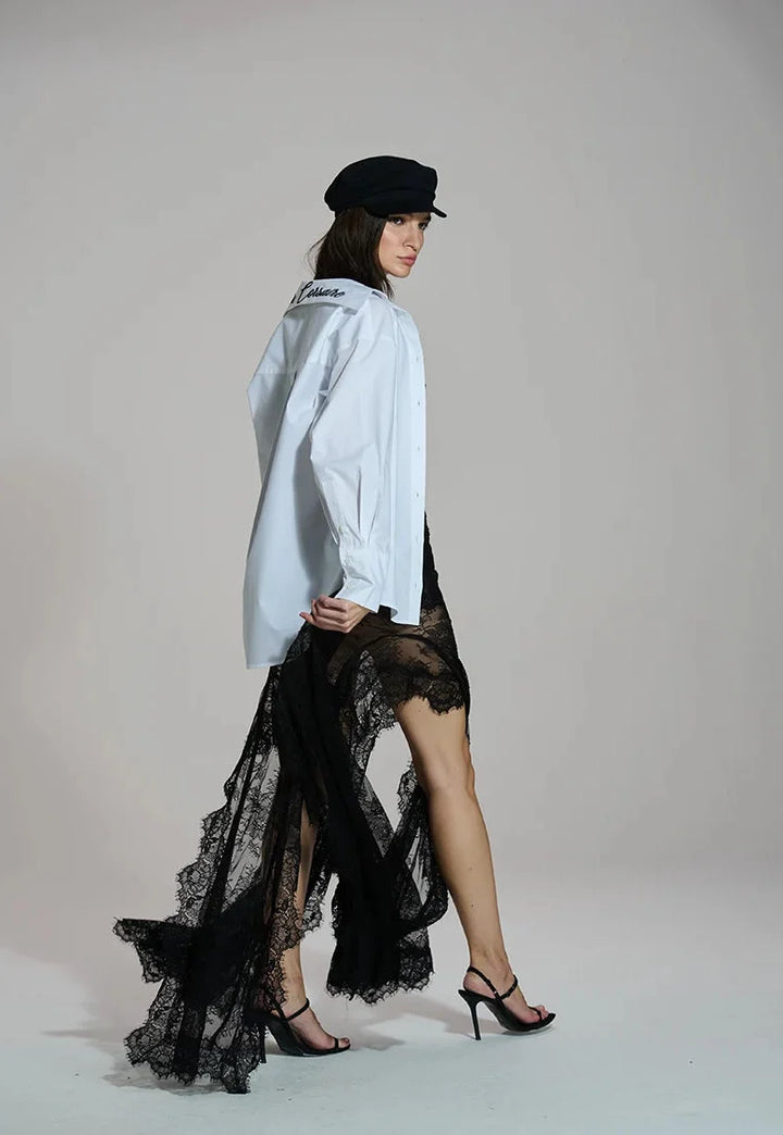 Long Lace Slit Skirt