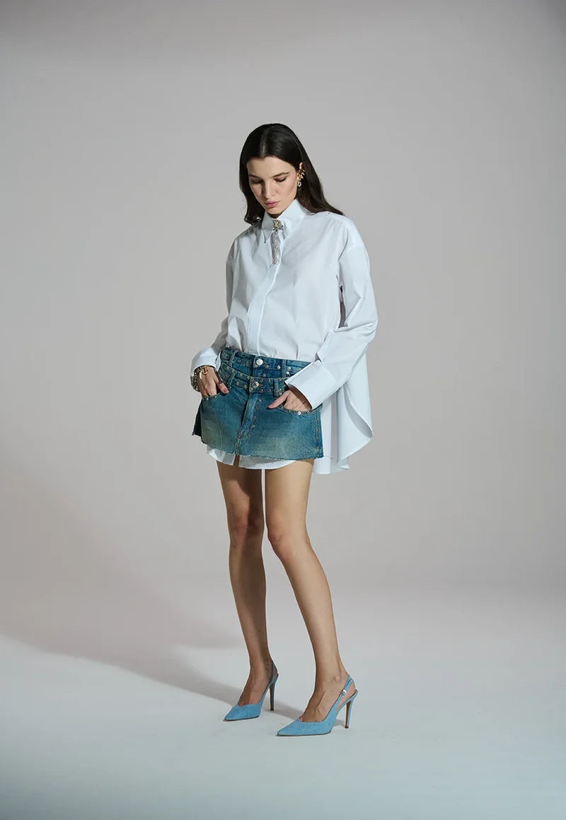 Tricoline Shirt with Side Slit