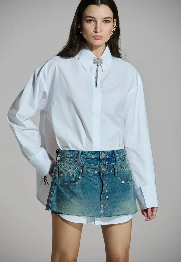 Tricoline Shirt with Side Slit