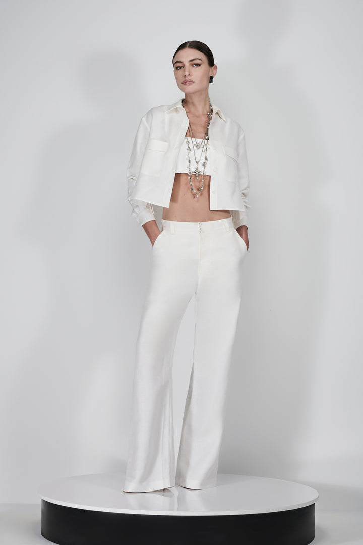 Linen Cropped Shirt