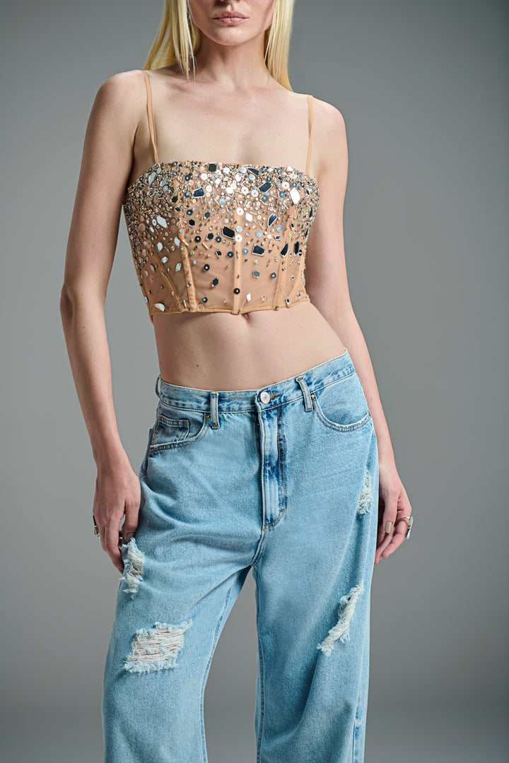 Wide Leg Pants with Ripped Holes