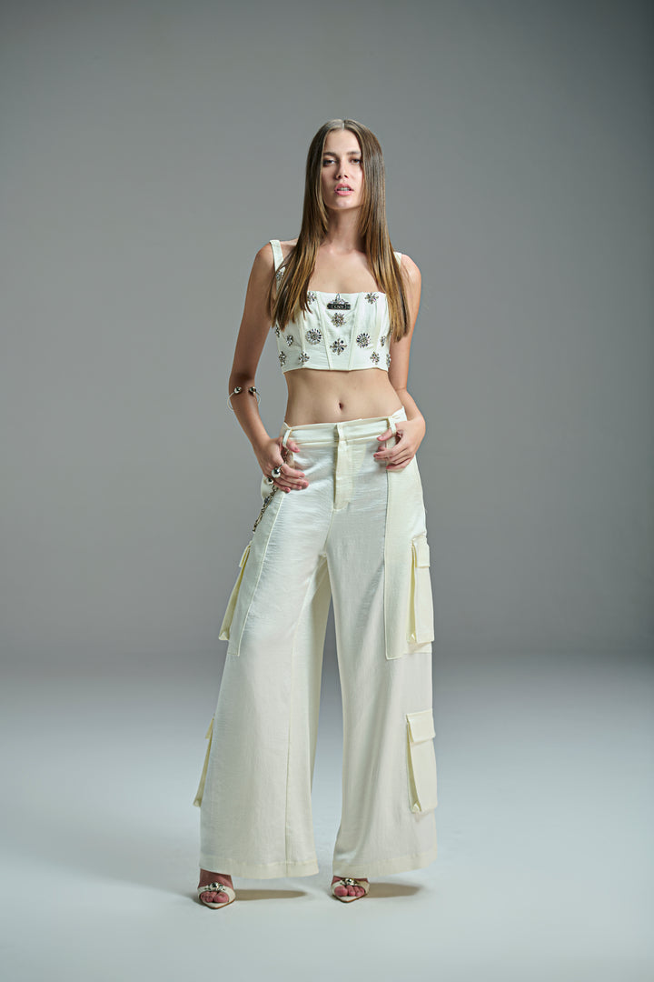 Chaos Embroidered Satin Top