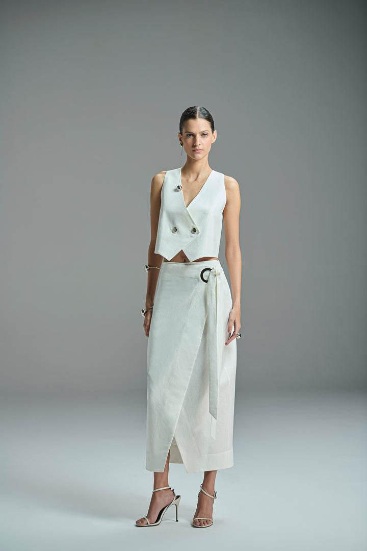 Linen Vest+Midi Skirt Chaos Set