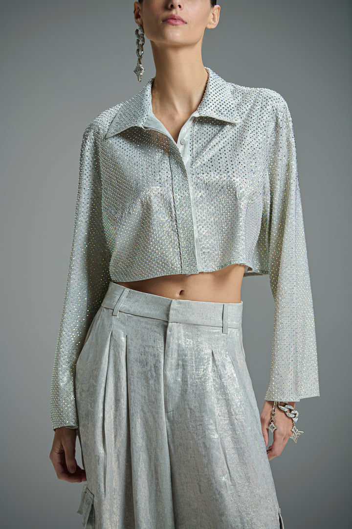Lame Hem Pleated Trousers