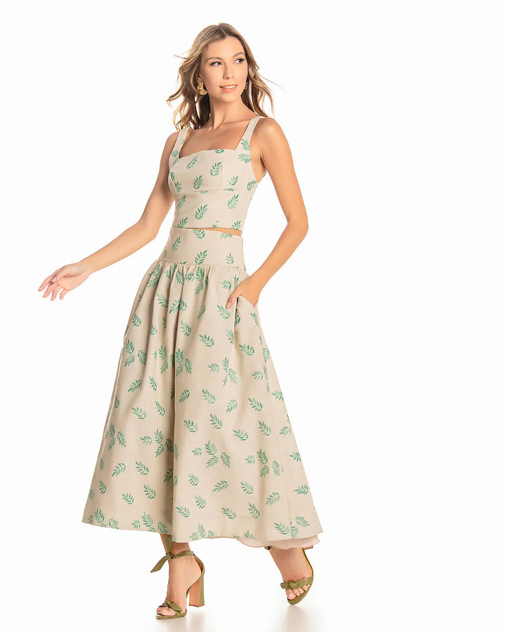 Anne Fernandes Cropped Strap+Skirt Set