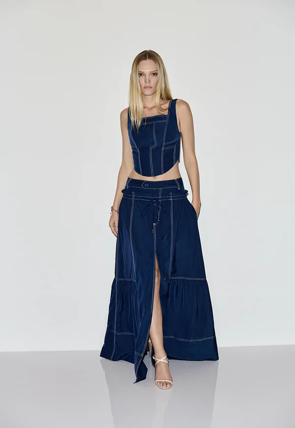 A-Line Skirt with Double Waistband