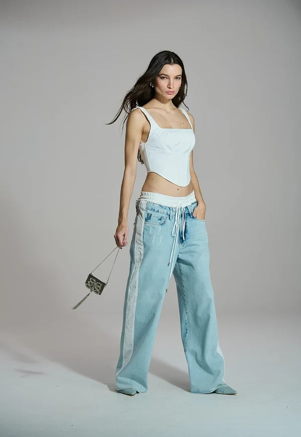 Calça Wide Leg Cós Nylon