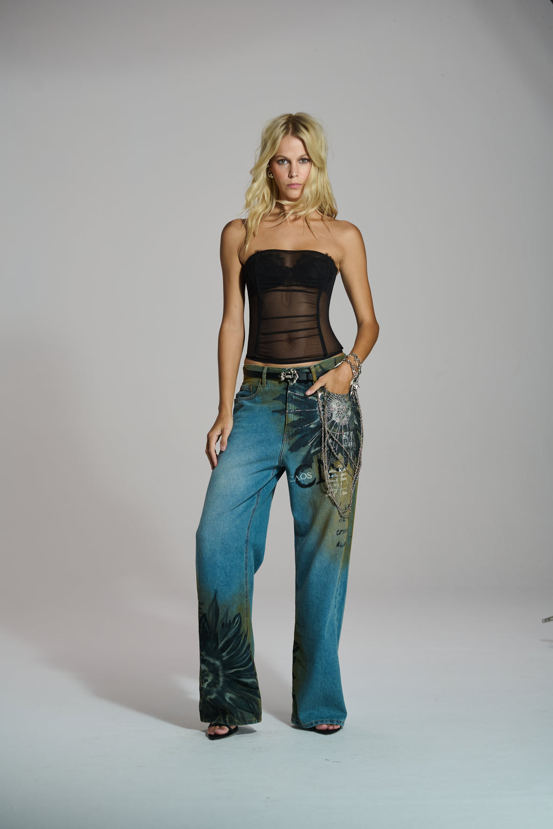 Calça Jeans Wide Leg Pintura