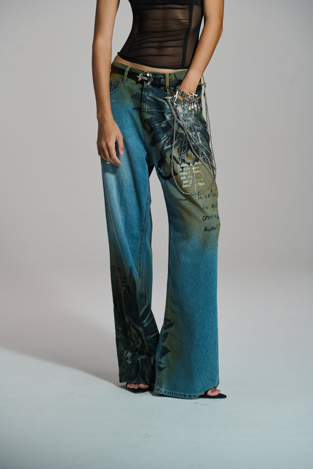 Calça Jeans Wide Leg Pintura