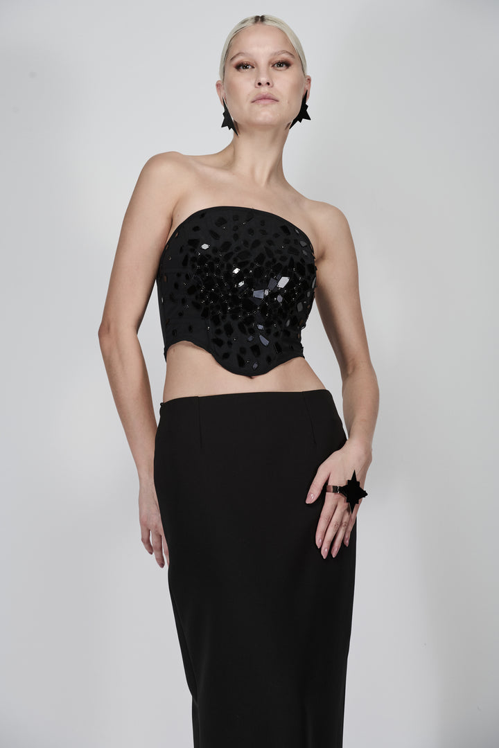 Embroidered Tulle Corset