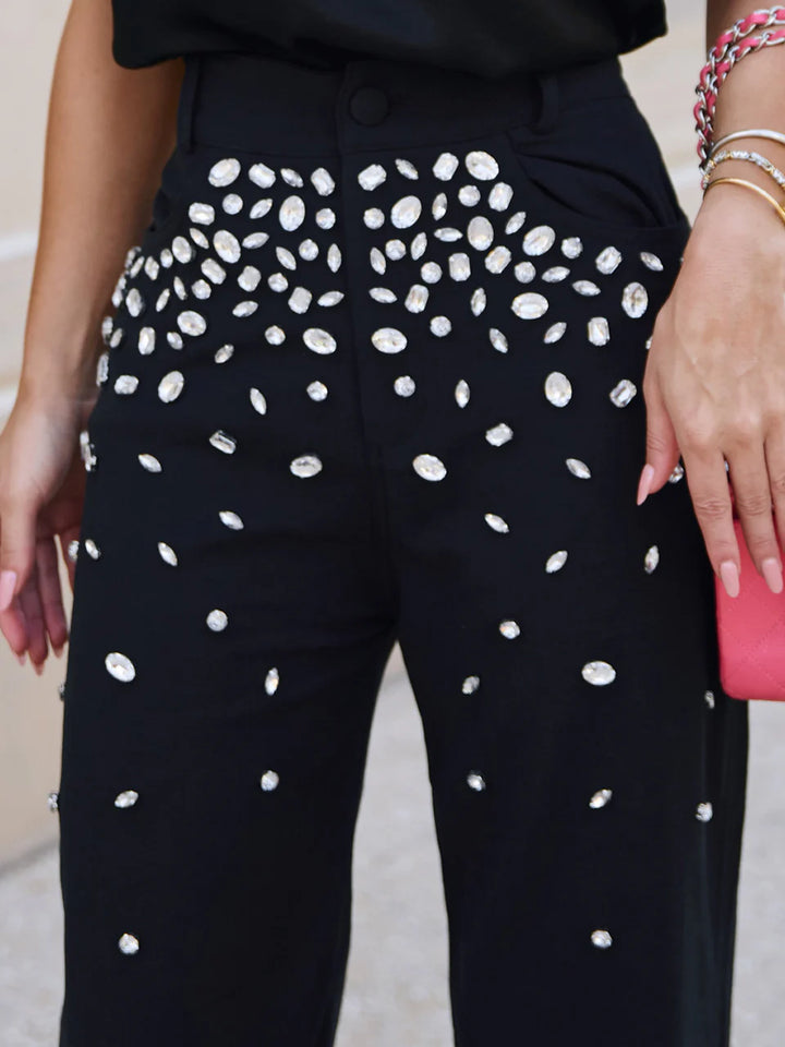 Embroidered Jewellery Wide Leg Trousers