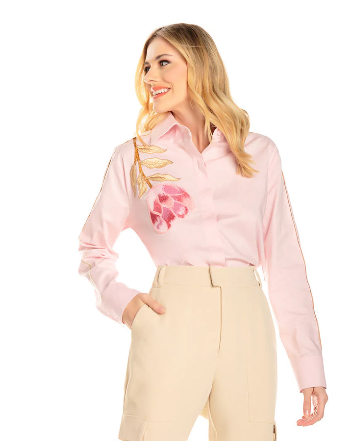 Anne Fernandes Flower Embroidery Shirt