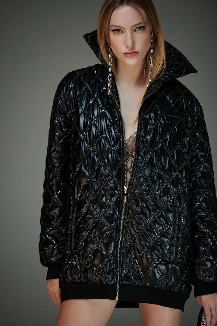 Chaos Chain Maxi Bomber Jacket