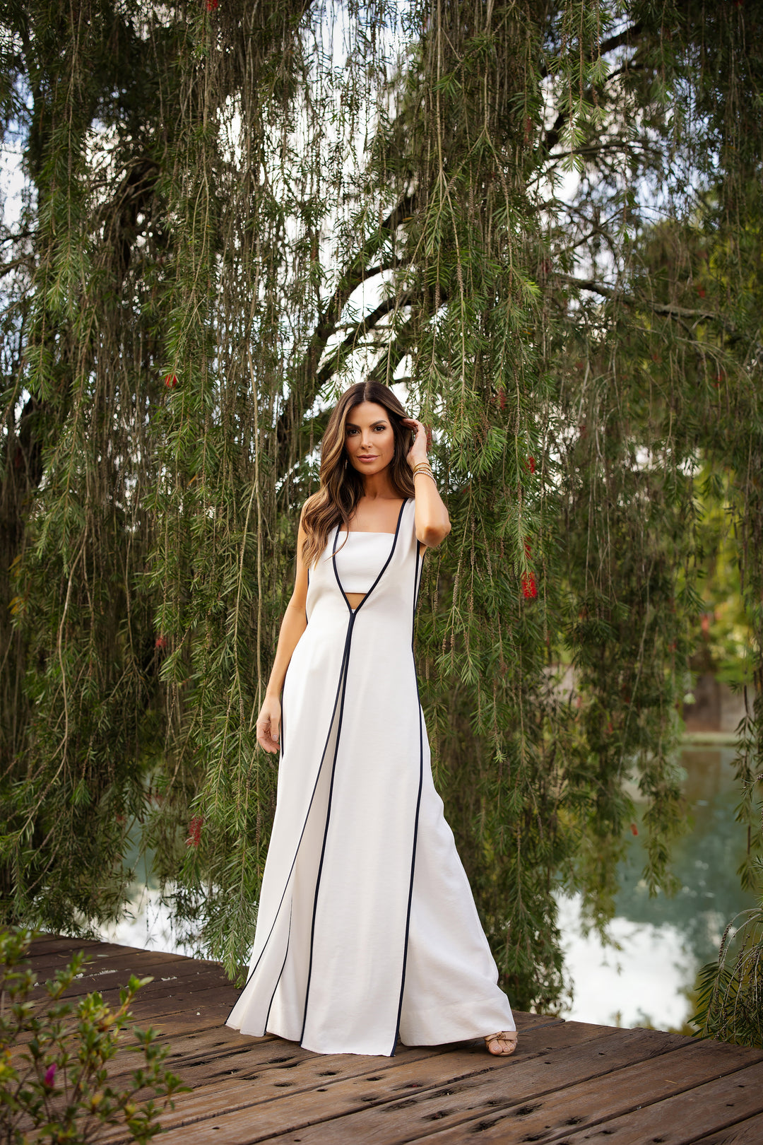 Anne Fernandes Top+Pants+Maxi Vest Set