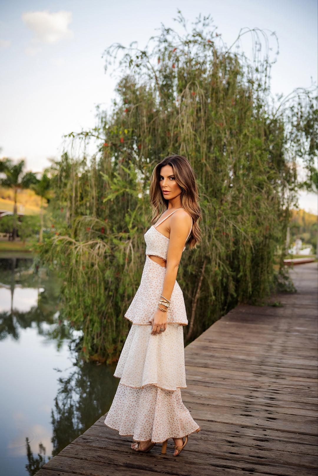 Anne Fernandes Long Ruffled Dress