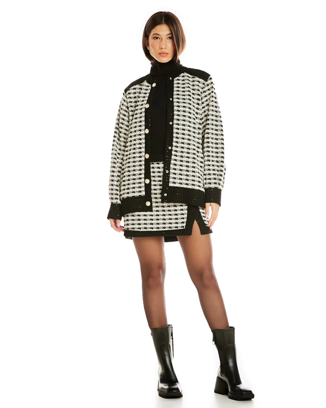 Anne Fernandes Tweed Coat+Skirt Set