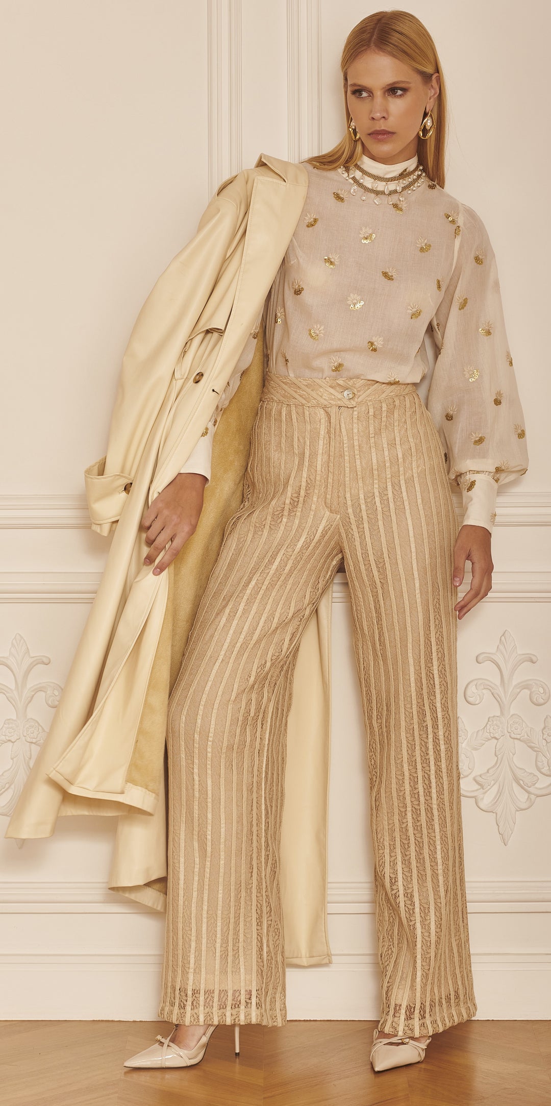 LN Brand Lace Trousers+Blouse Set