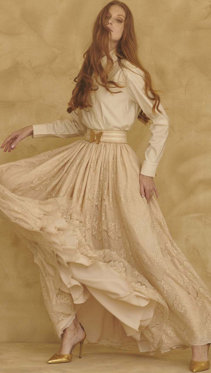 LN Brand Lace Skirt+Shirt Set