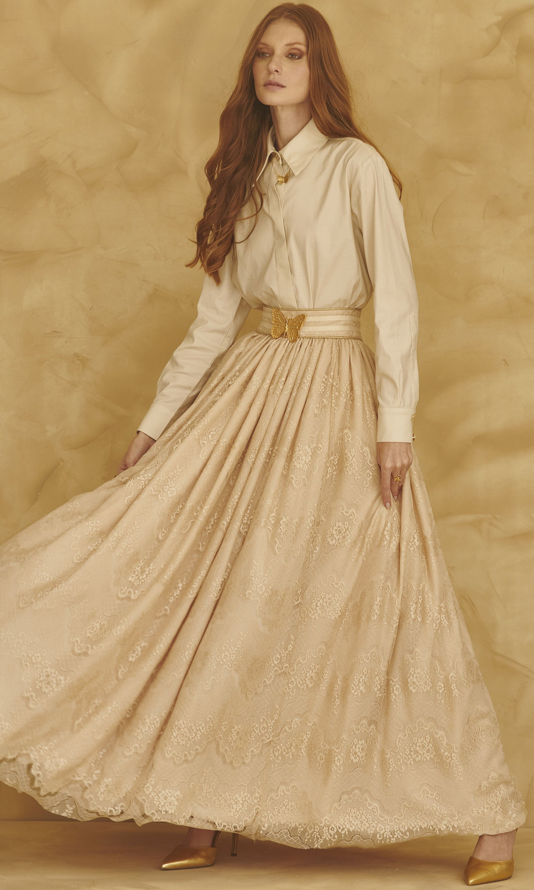 LN Brand Lace Skirt+Shirt Set