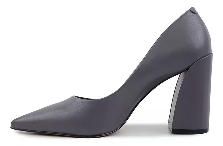 Leather Block Heel Pumps