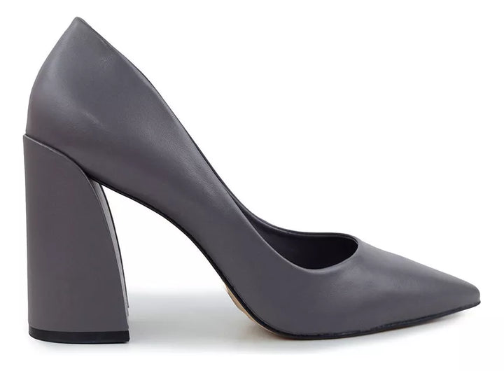 Leather Block Heel Pumps