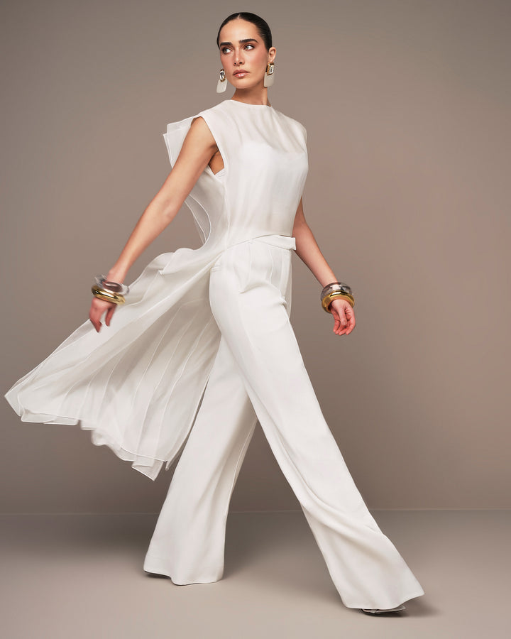 Asymmetrical Jabour Cape Blouse